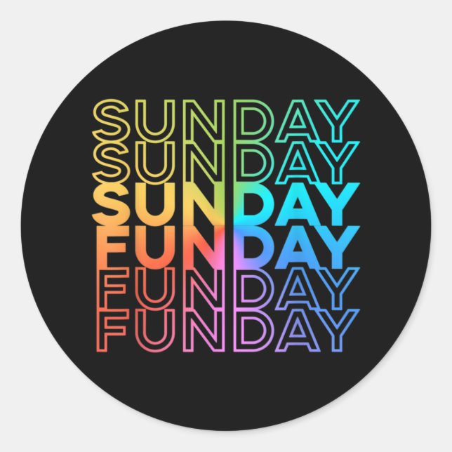 Sunday Funday Rainbow Fade Colour Party Classic Round Sticker (Front)