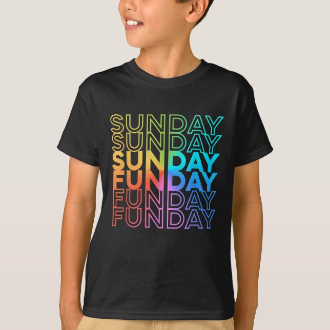 Sunday Funday Rainbow Fade Colour Party T-Shirt (Front)