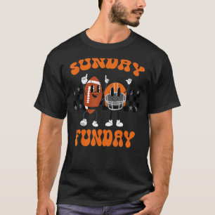 Sunday Funday Retro Football Game Day Autumn Fall T-Shirt
