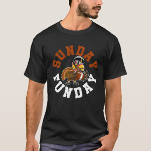 Sunday Funday Turkey Player Football Sport Thanksg T-Shirt