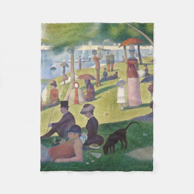Sunday on La Grande Jatte Seurat Painting Fleece Blanket (Front)