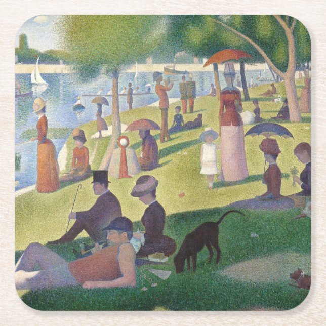 Sunday on La Grande Jatte Seurat Painting Square Paper Coaster (Front)