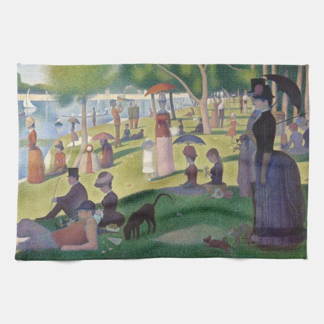 Sunday on La Grande Jatte Seurat Painting Tea Towel (Horizontal)