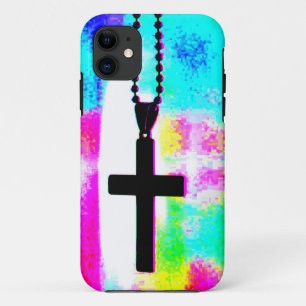 Sunday Prayers Cross Multicolored Background iPhone 11 Case