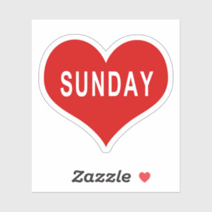 SUNDAY Red Love Heart Vinyl Sticker