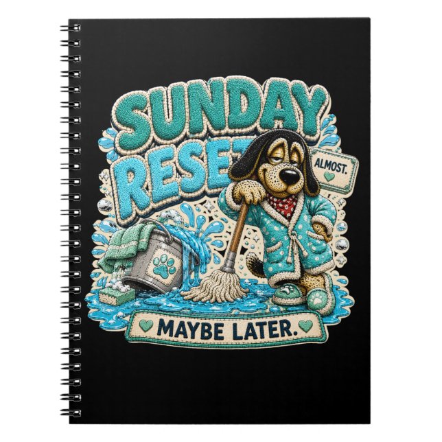 Sunday Reset Maybe Later Personalised Funny Notebook (Front)