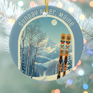 Sunday River Maine ski area souvenir  Ceramic Tree Decoration