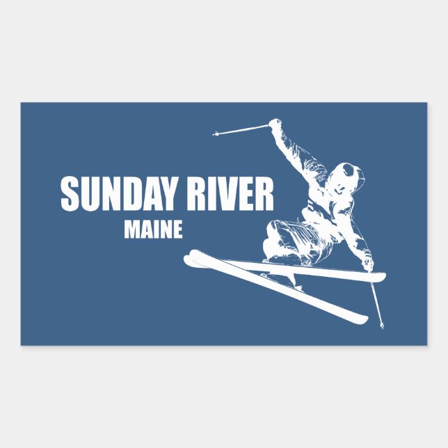 Sunday River Maine Skier Rectangular Sticker (Front)