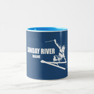 Sunday River Maine Skier Two-Tone Coffee Mug