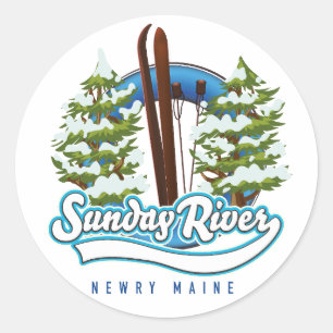 Sunday River Newry Maine ski logo Classic Round Sticker