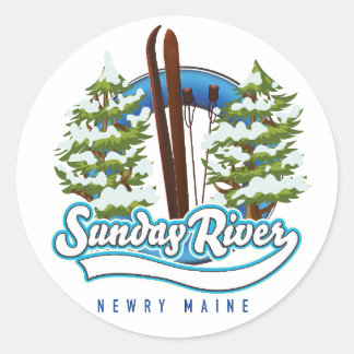 Sunday River Newry Maine ski logo Classic Round Sticker