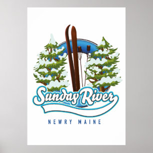 Sunday River Newry Maine ski logo Poster