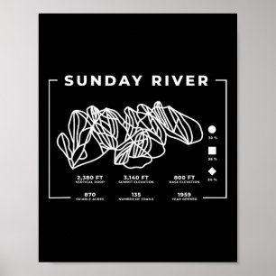 Sunday River Ski Trail Snowboard Skiing Maine Skie Poster