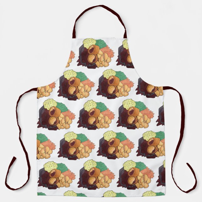 Sunday Roast Dinner British UK Food Meat Potatoes Apron (Front)