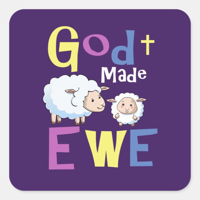 Sunday School Christian Stickers - God Made Ewe (Front)