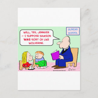 sunday school samson wolverine postcard