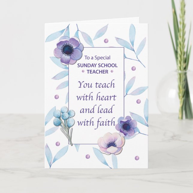 Sunday School Teacher Thanks Teacher Appreciation Card (Front)