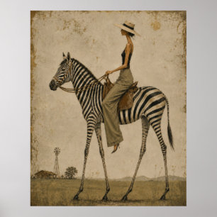 Sunday Stroll on a Zebra Poster