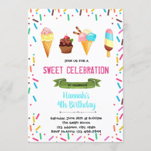 Sunday sundae party birthday invitation