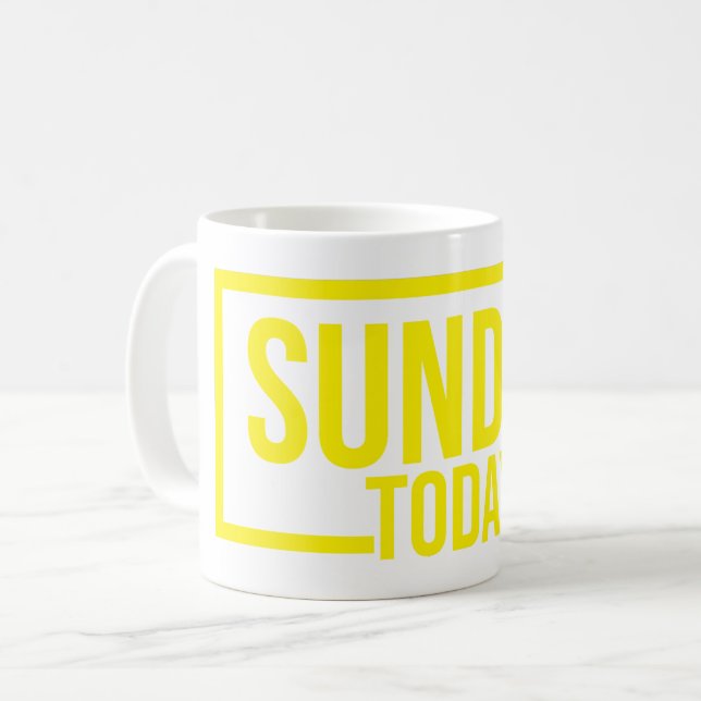 sunday today mug, Yellow Sunday today coffee Coffee Mug (Front Left)