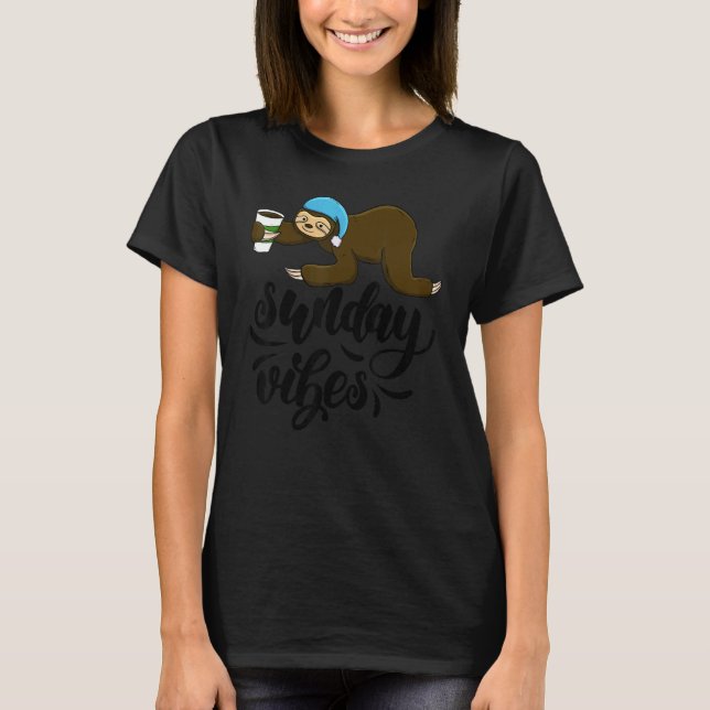 Sunday Vibes  Sleepy Head Sloth Love Women Pizza T-Shirt (Front)