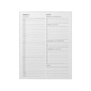 Sunday Work From Home To Do List Notepad