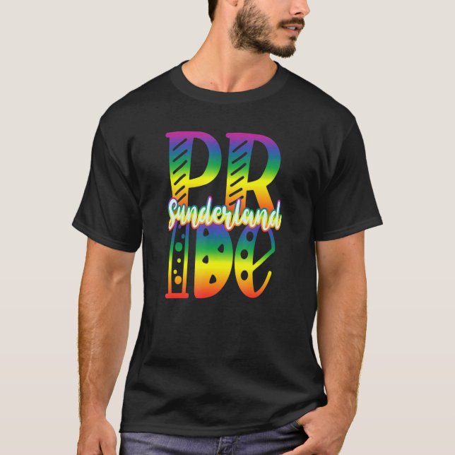 Sunderland Gay Pride In Block Letters T-Shirt (Front)