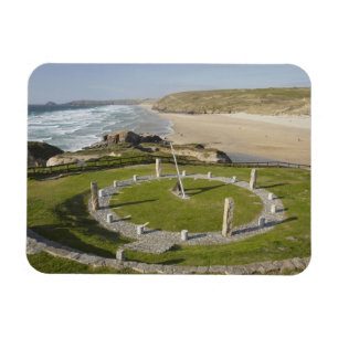 Sundial and Perran Beach, Perranporth, Cornwall, Magnet