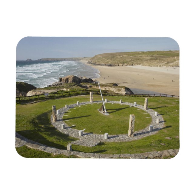 Sundial and Perran Beach, Perranporth, Cornwall, Magnet (Horizontal)