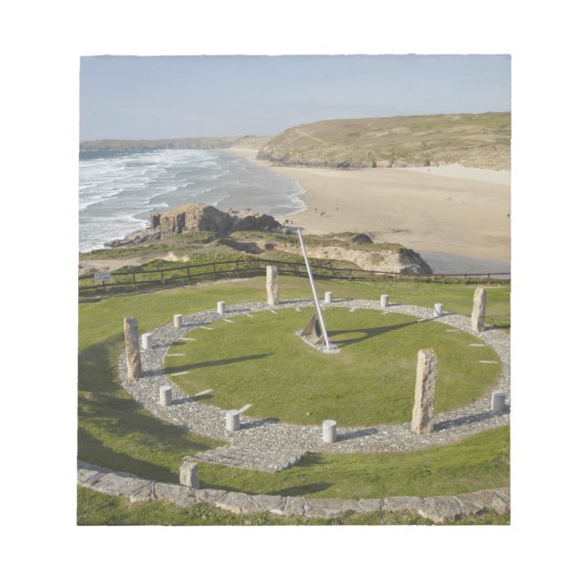 Sundial and Perran Beach, Perranporth, Cornwall, Notepad (Front)