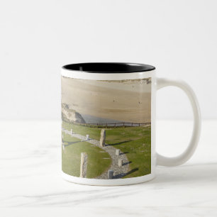 Sundial and Perran Beach, Perranporth, Cornwall, Two-Tone Coffee Mug