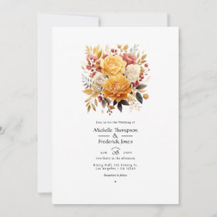 Sundial Floral Wedding Invitation