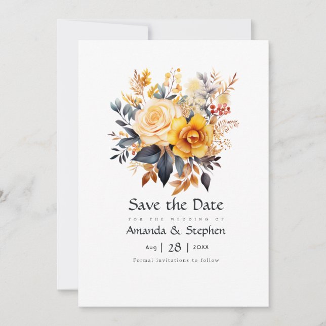 Sundial Floral Wedding Save The Date (Front)