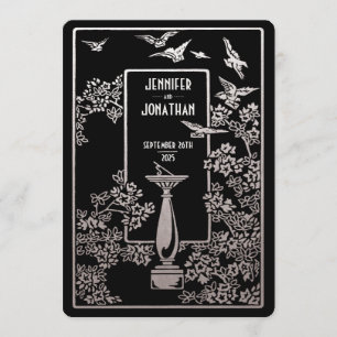 Sundial Garden Wedding Invitations Silver Foil