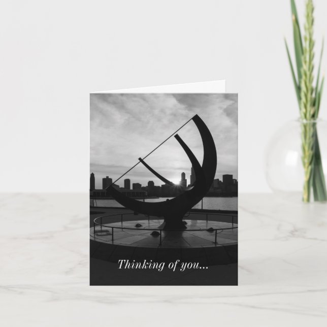 Sundial Sunset Grayscale Thinking Of You Card (Front)