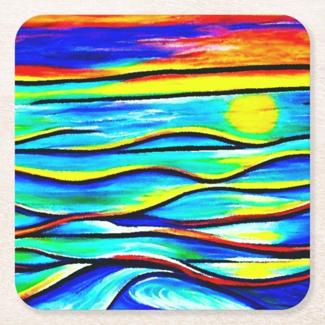 Sundown at Sea Art Paper Coaster (Front)