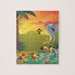 Sundown At The Water Hole Jigsaw Puzzle