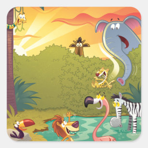 Sundown At The Water Hole Square Sticker