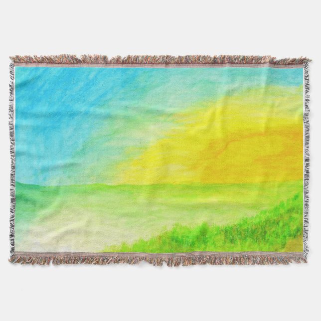 "Sundown Borderline" Watercolor Throw Blanket (Front)
