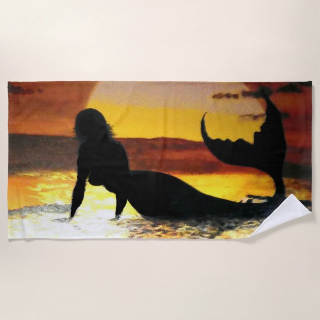 Sundown mermaid  beach towel (Front)