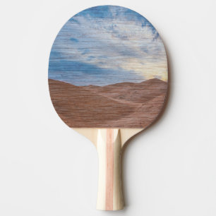 Sundown Over Sand Dunes On Wood Grain Photo Ping Pong Paddle