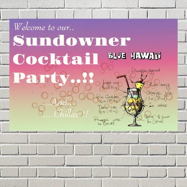 Sundowner Blue Hawaii Cocktail Party Poster (Sundowner Blue Hawaii Cocktail Party Wall Poster)