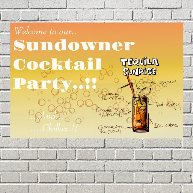 Sundowner Tequila Cocktail Party Poster (Sundowner Tequila Sunrise Cocktail Party Wall Poster)