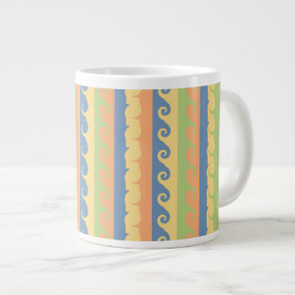 Sundrenched Waves and Twirls Stripes Large Coffee Mug