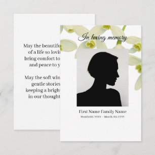 Sundrop white funeral prayer card