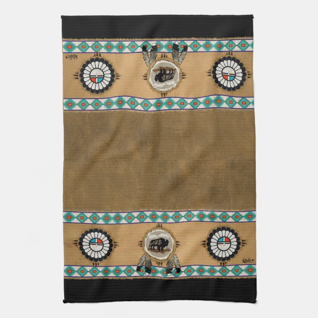 Sunface and Buffalo Tea Towel (Vertical)