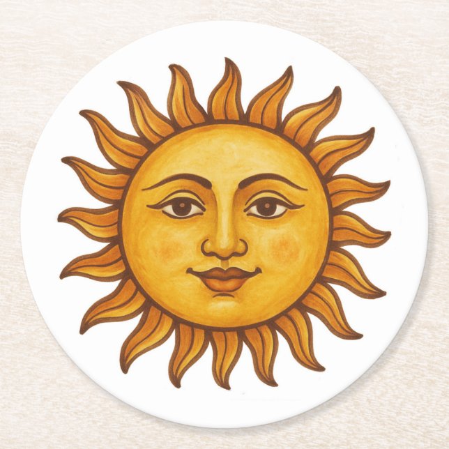 Sunface Round Paper Coaster (Front)
