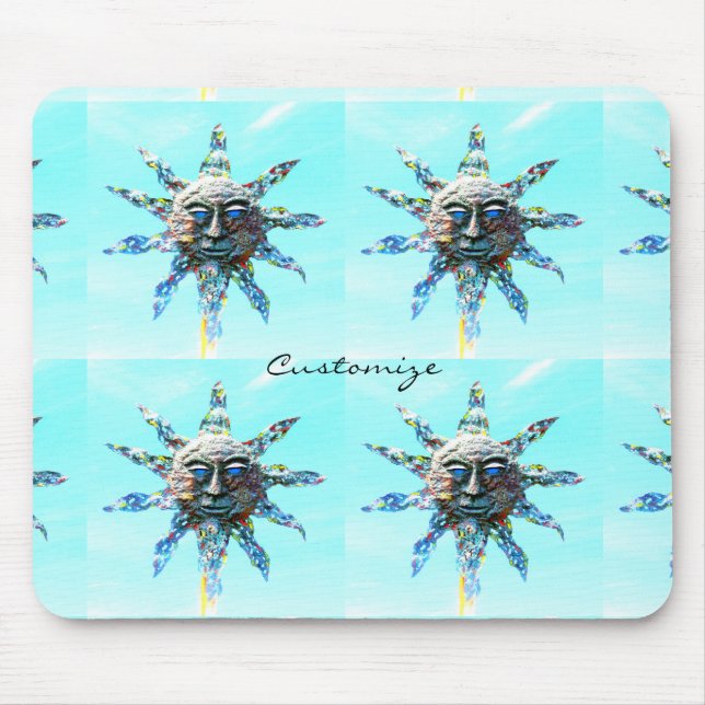 sunfaces  on blue Thunder_Cove Mouse Mat (Front)