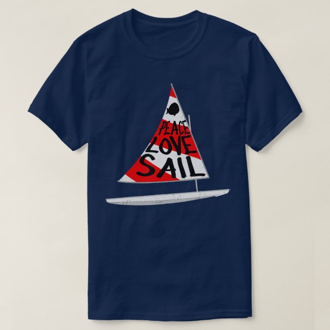 Sunfish Sailing Boat Sailboat Red White  T-Shirt (Design Front)