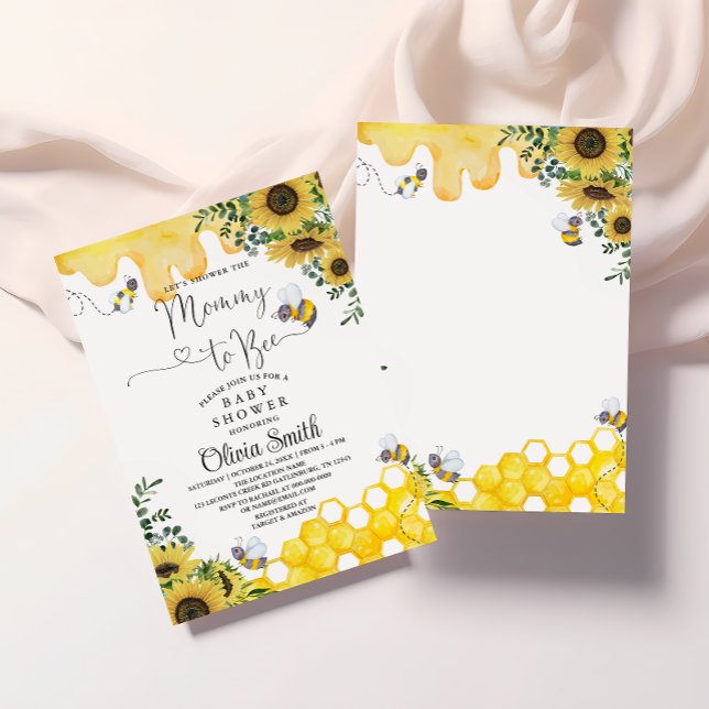 Sunflowe Mummy to Bee Floral Baby Shower Invitation (Creator Uploaded)